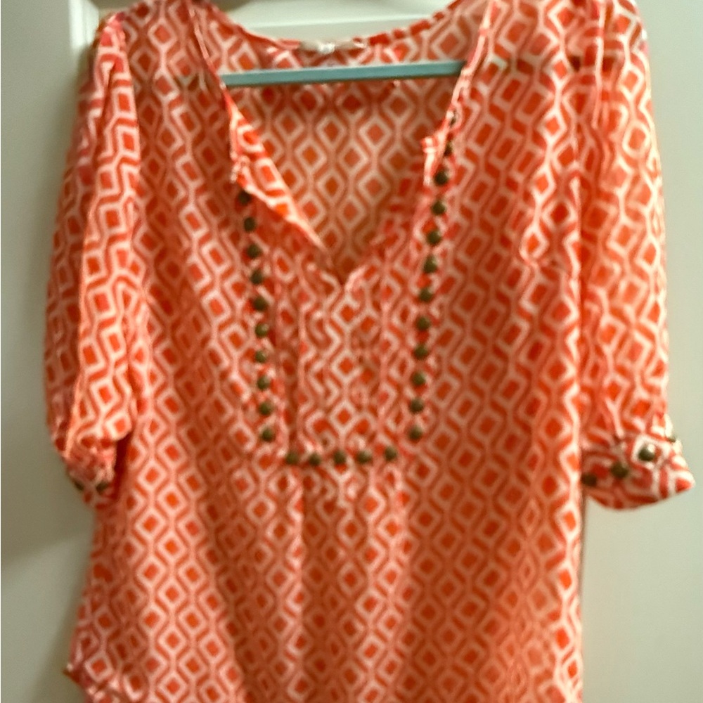 Geometric Orange Women's Top